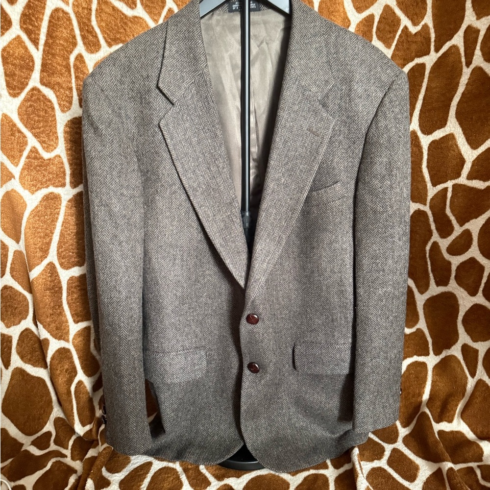 Vintage Ross and Cromarty 100% Wool Herringbone Blazer Men’s 44R Brown